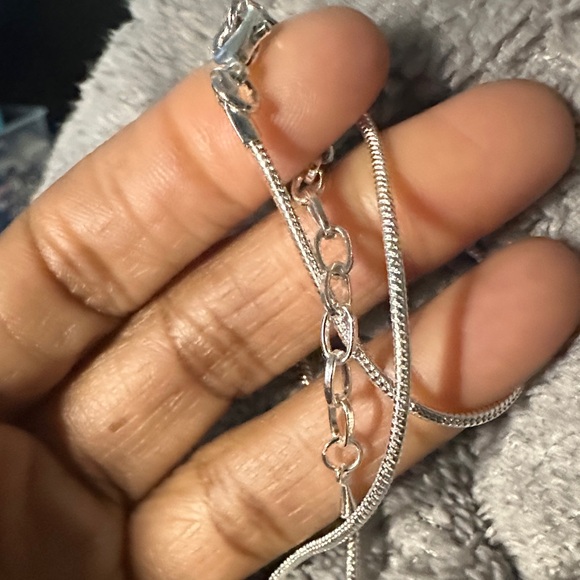 A bohemian three-layer circular zinc alloy silver-plated enamel pendant necklace - Picture 6 of 10